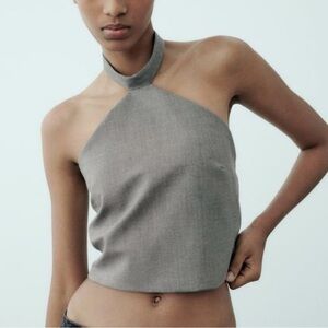 NWT Zara Gray Halter Neck Women's crop Top 3067/063/802